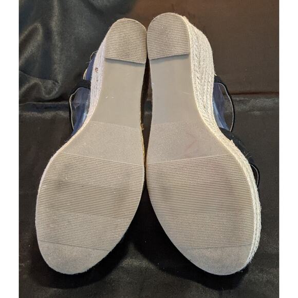 DRAPER JAMES RSVP Claire Women's Espadrille Wedge Sandals Sz 9 Black Ankle Strap - Picture 8 of 12